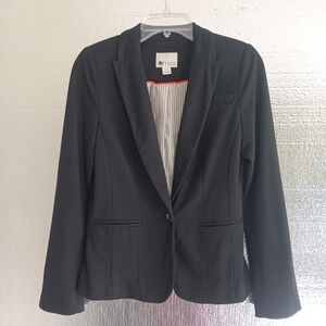 Stylus Blazer Women Size S Black Single Button Pinstripe Lined Jacket